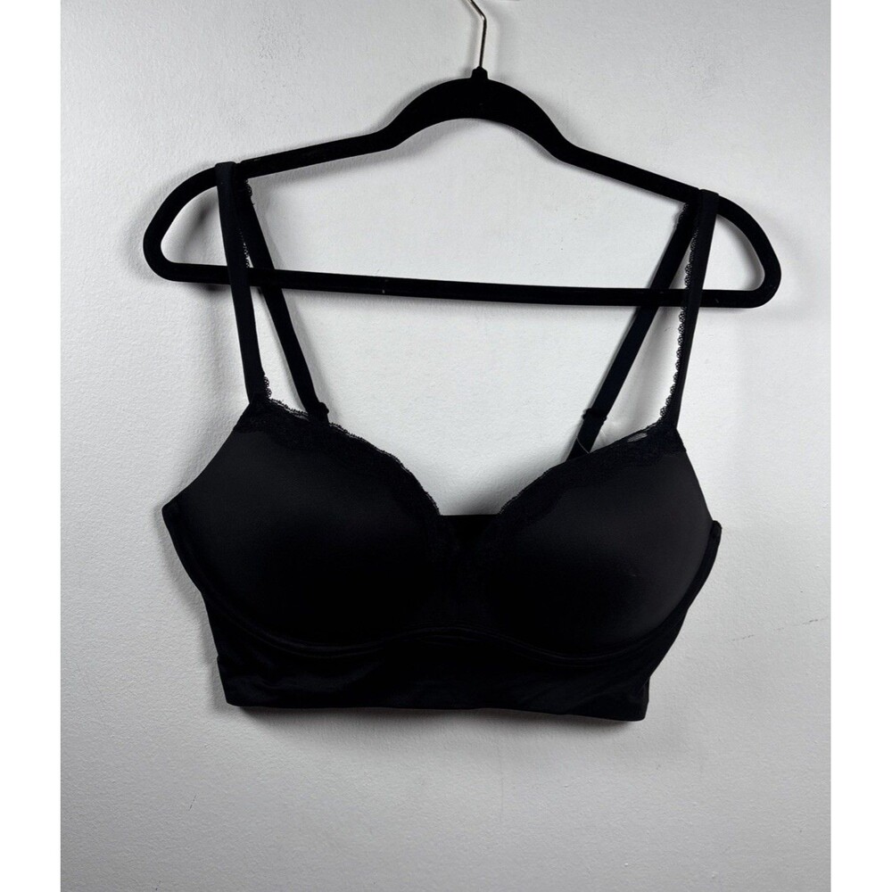 DOBREVA Black Lace Trim Longline Push Up Bra 40C Underwire Padded NWT
